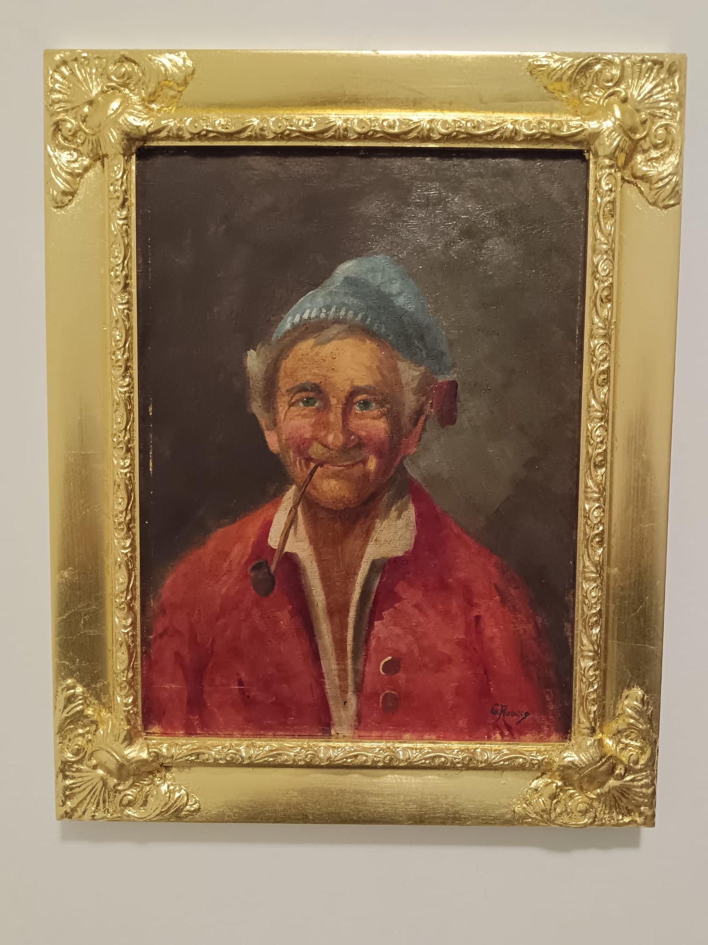 G. Ruocco (XX Secolo)- Figura-  dipinto olio su legno