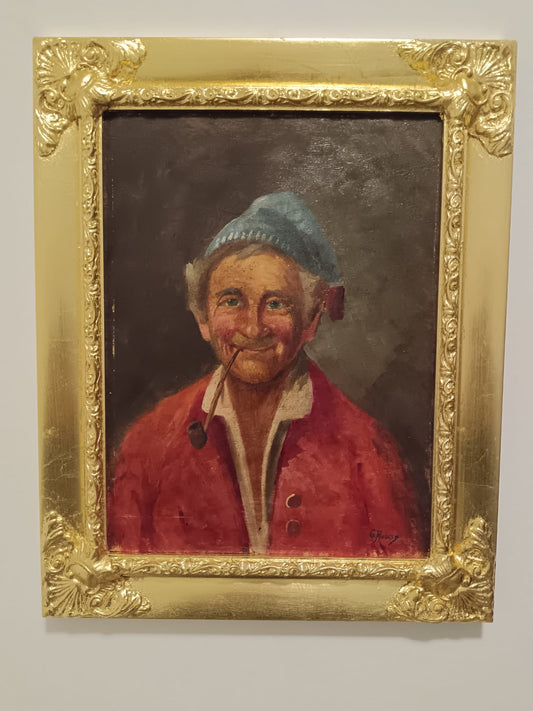 G. Ruocco (XX Secolo)- Figura-  dipinto olio su legno