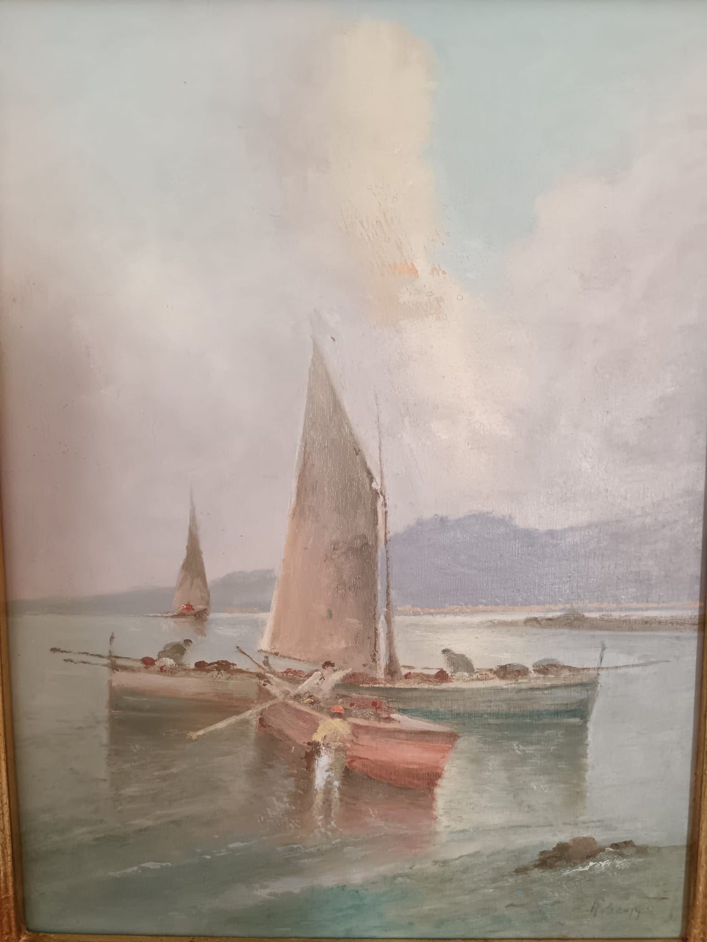 Radames Scoppa (Napoli 1877-1957)- Marina, dipinto olio su legno