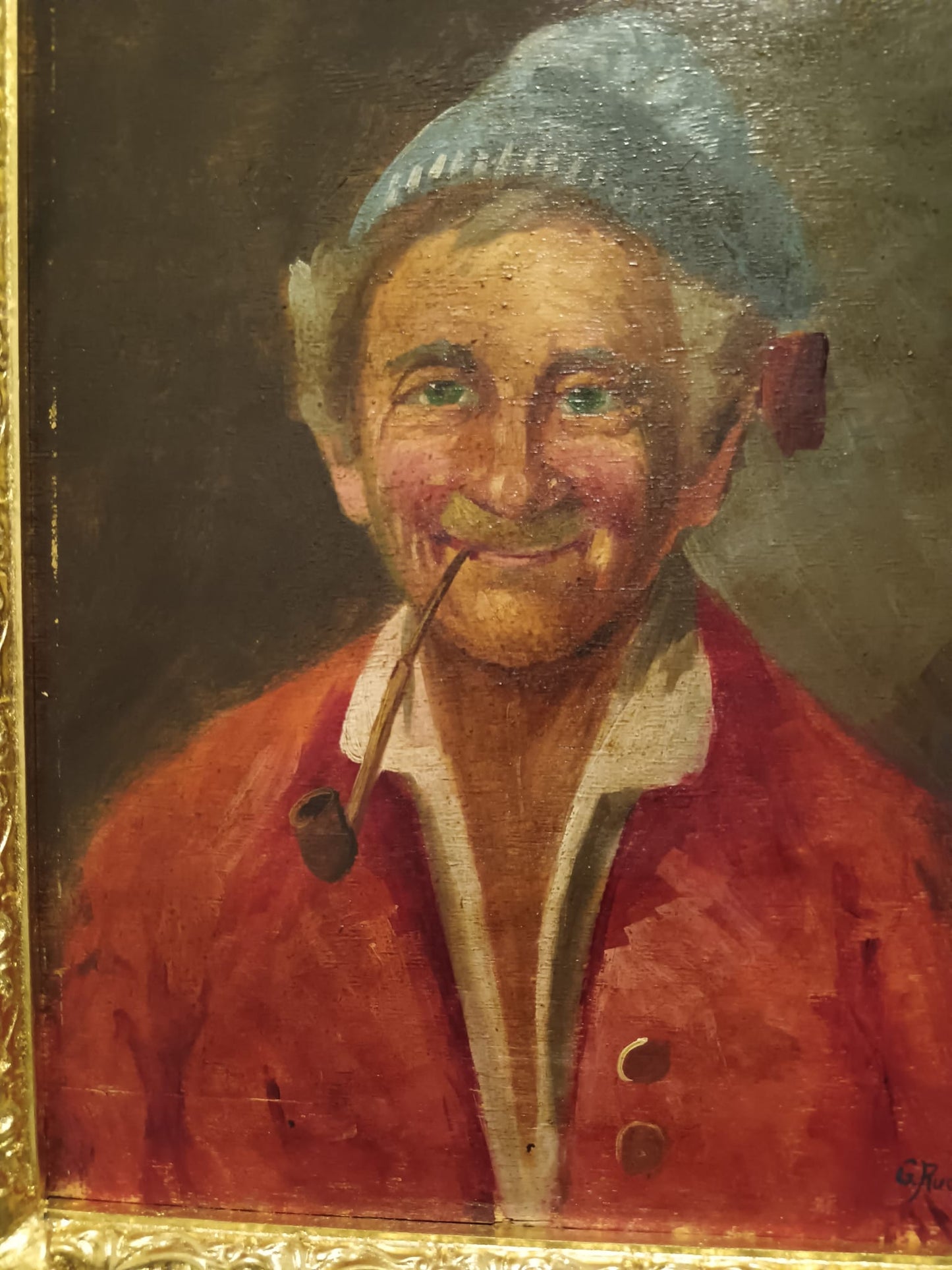 G. Ruocco (XX Secolo)- Figura-  dipinto olio su legno