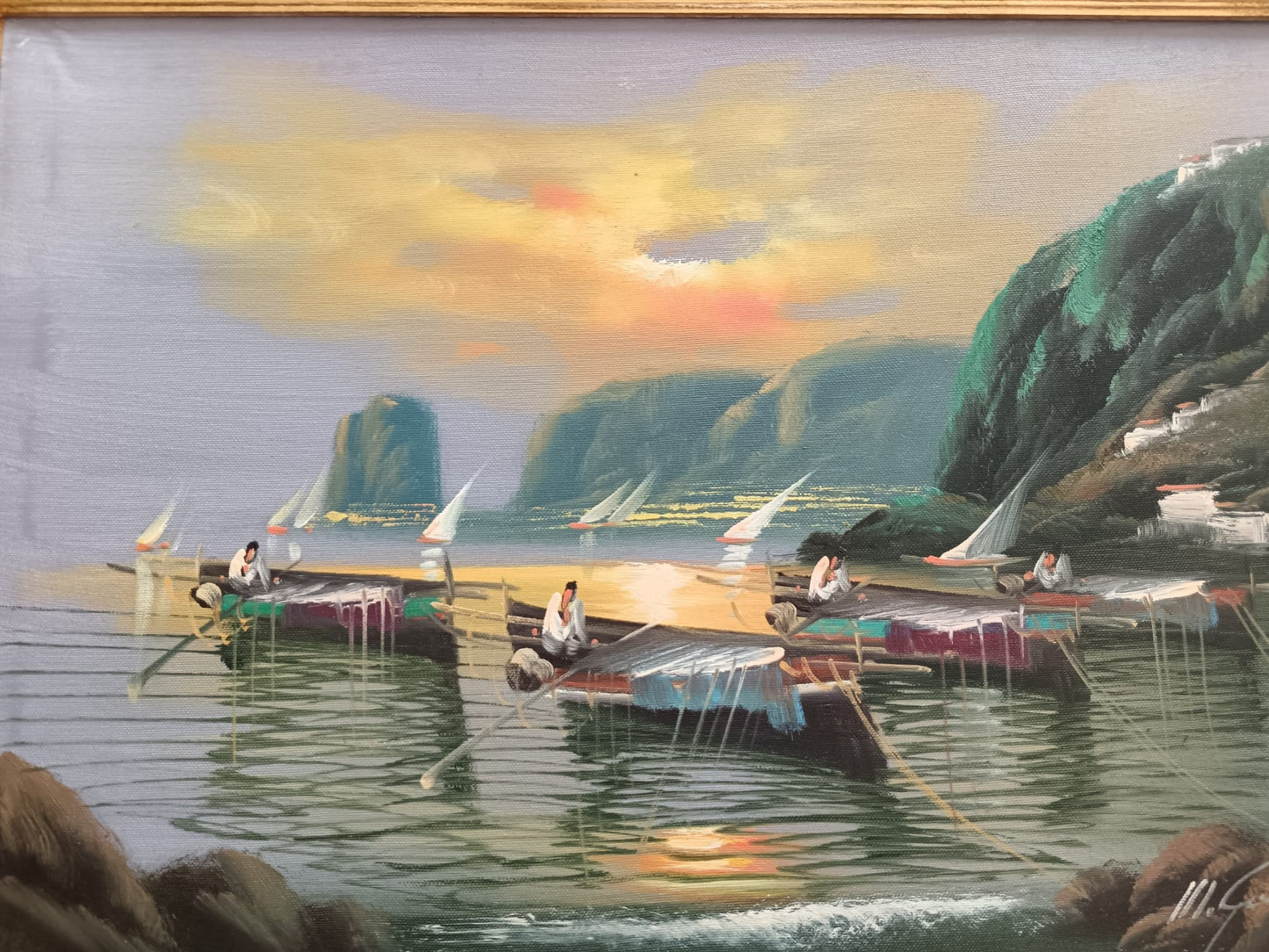 Mario Galanti (Napoli 1923 - 1998) Marina- dipinto olio su tela