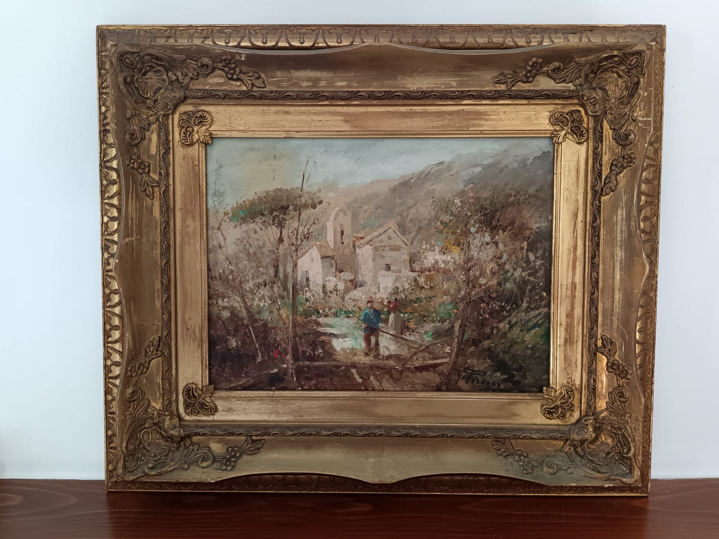 Giovanni Picucci ( XX Secolo) Paesaggio dipinto olio su legno