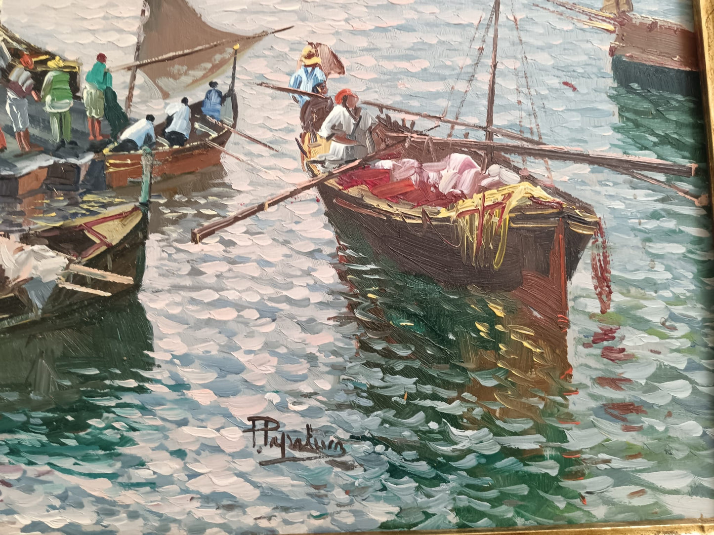 Francesco Papaluca (scuola napoletana XX Secolo)- Marina dipinto olio su legno