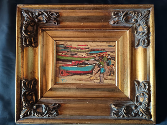 Dipinto olio su cartoncino firmato in basso a sinistra ( Giovanni Prassi, Napoli 1945)