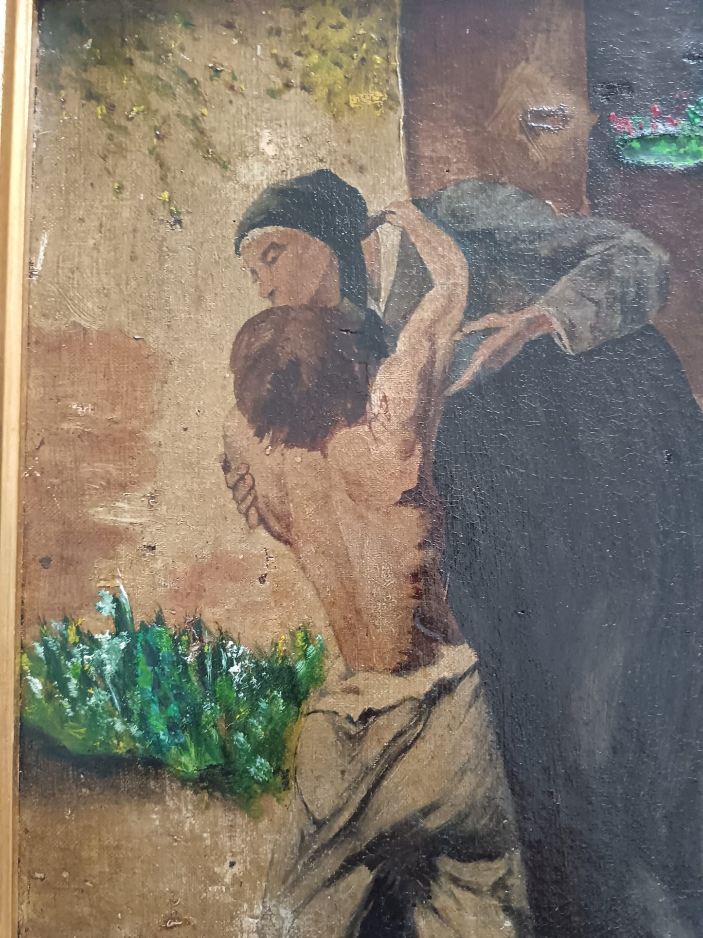 Abbraccio Materno (XIX secolo)- dipinto olio su tela