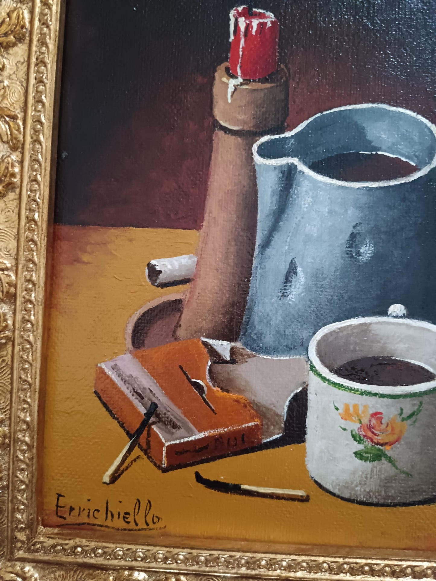 Vincenzo Errichiello (Napoli 1943)- Natura Morta dipinto olio su legno