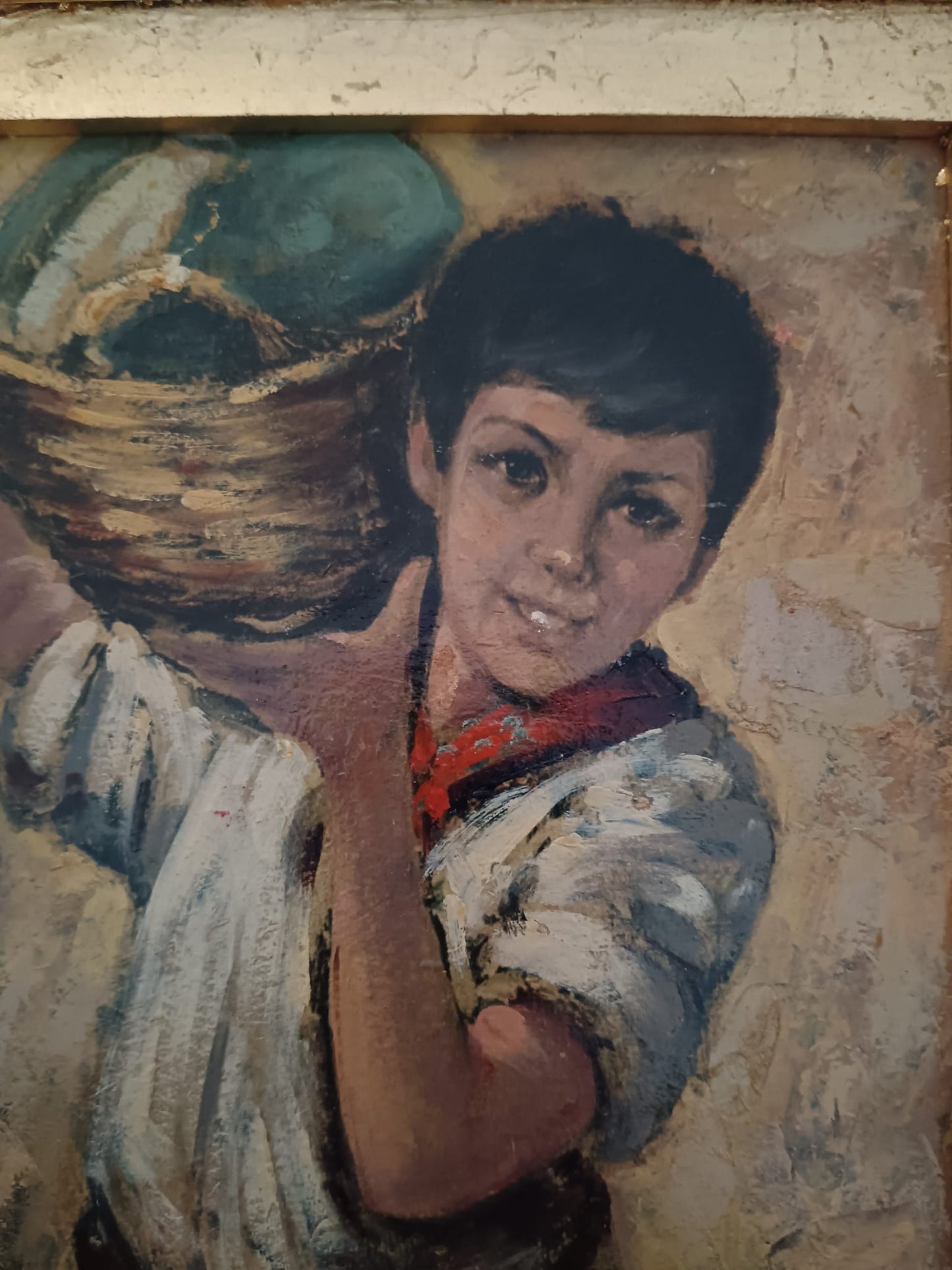 Giovanni Prassi (Napoli 1945)- Il Venditore- dipinto olio su cartoncino