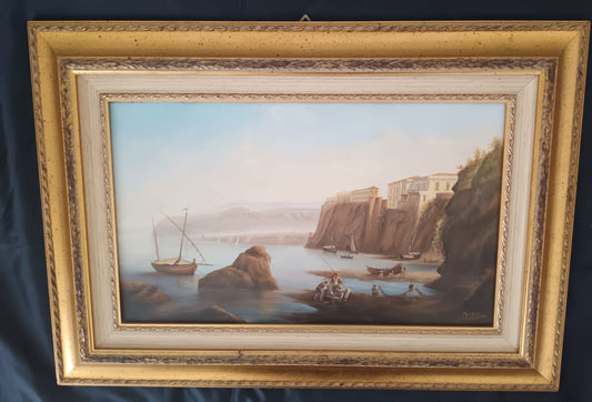 Giuseppe Monteleone (XX secolo)- " La casa sul tasso"- dipinto olio su tela
