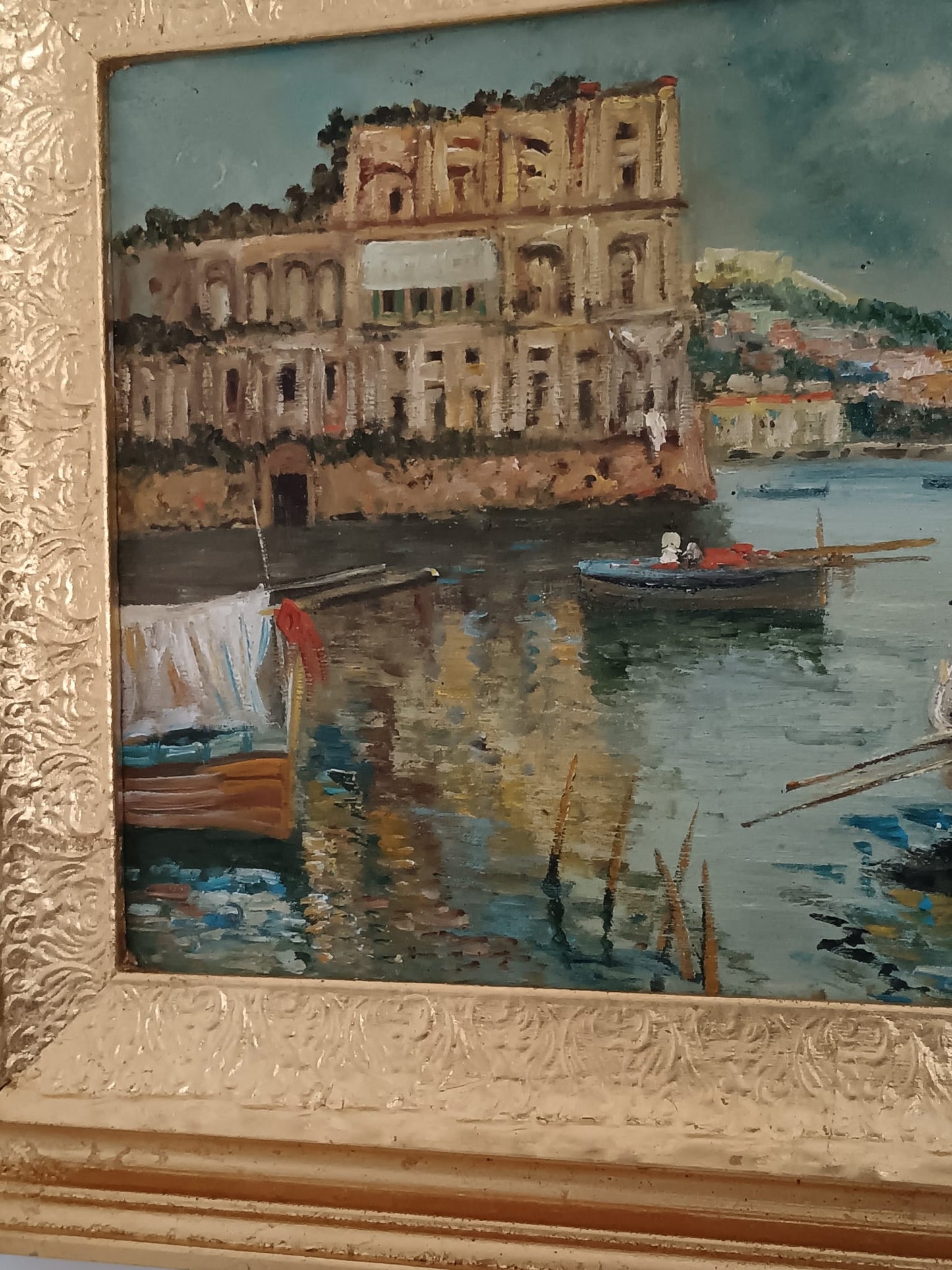 Palazzo Donn'Anna (scuola napoletana XX Secolo)- dipinto olio su legno