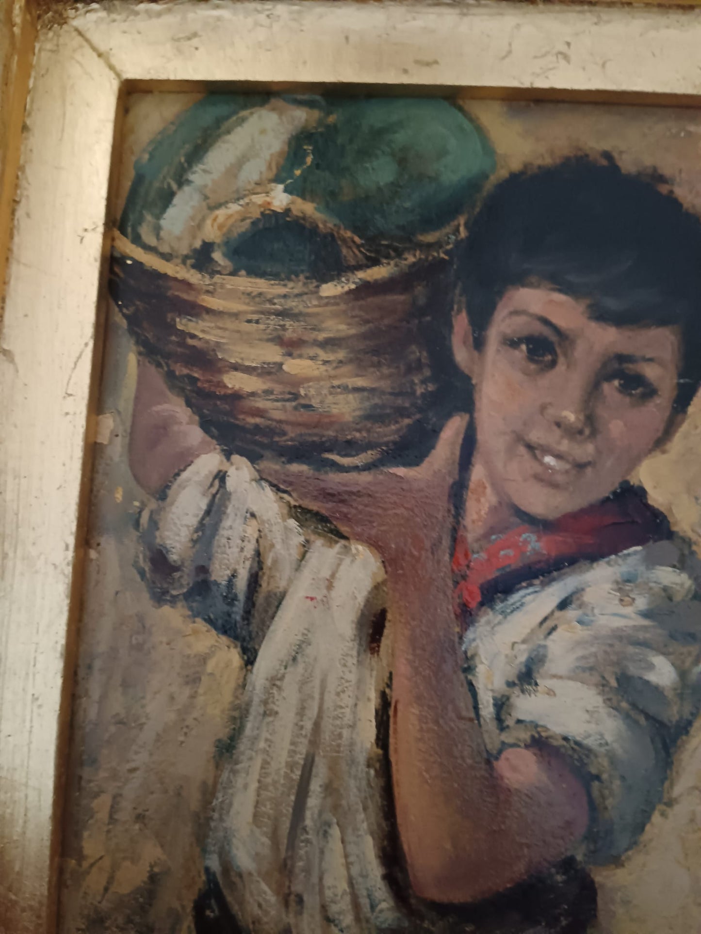 Giovanni Prassi (Napoli 1945)- Il Venditore- dipinto olio su cartoncino