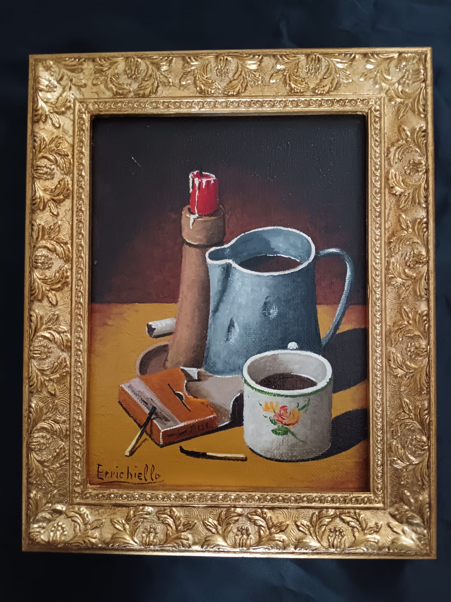 Vincenzo Errichiello (Napoli 1943)- Natura Morta dipinto olio su legno