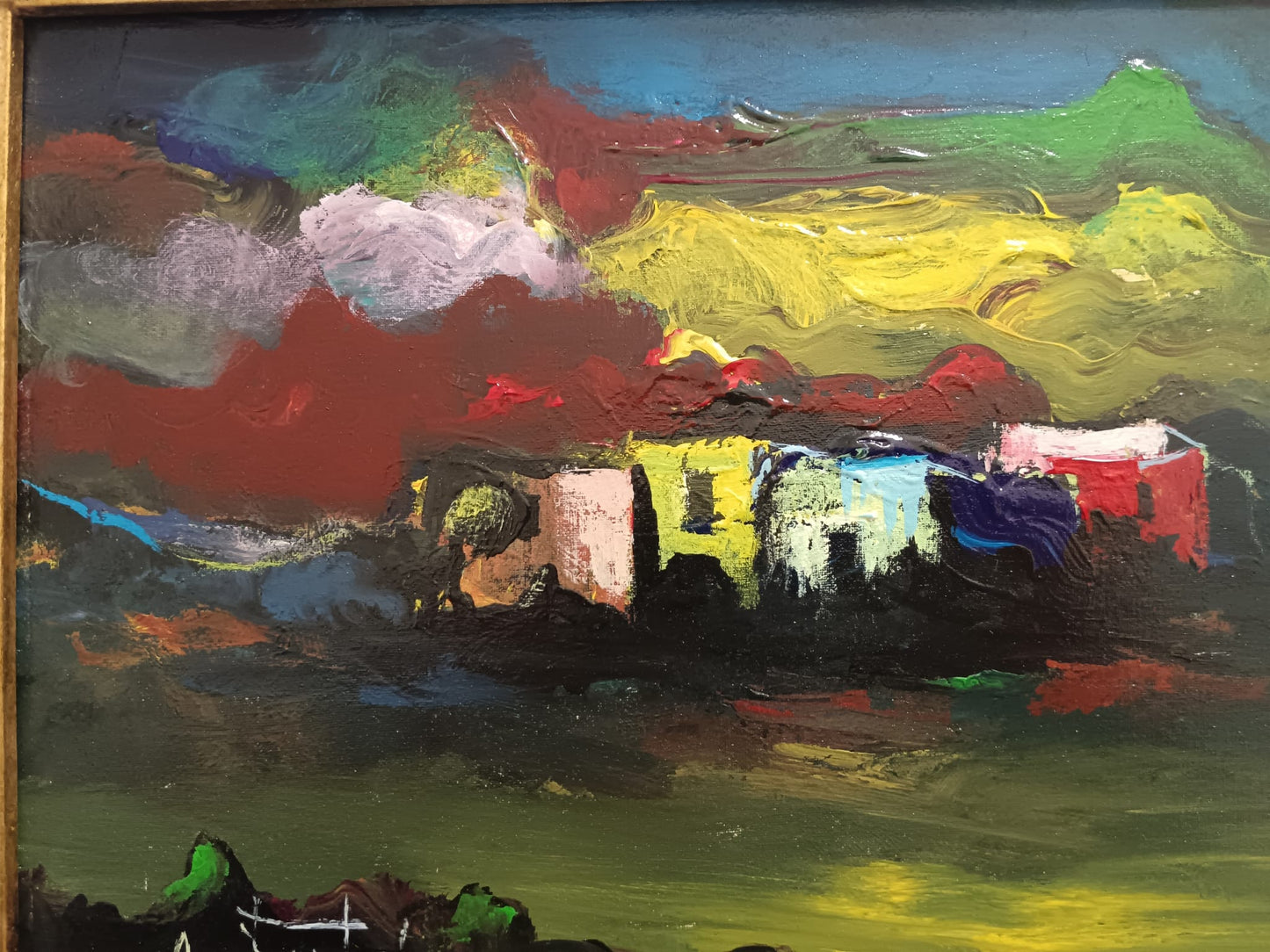 Antonio Bertè (Napoli 1936-2009)- Paesaggio dipinto olio su tela