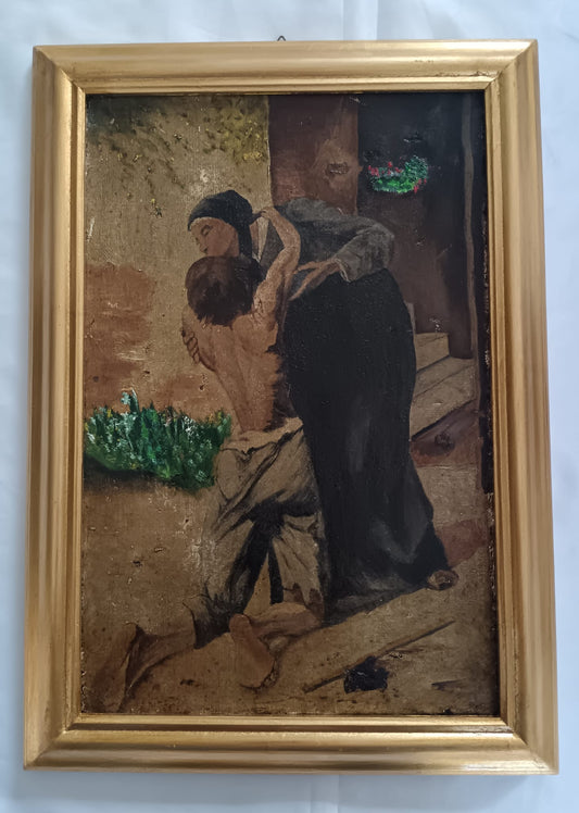 Abbraccio Materno (XIX secolo)- dipinto olio su tela
