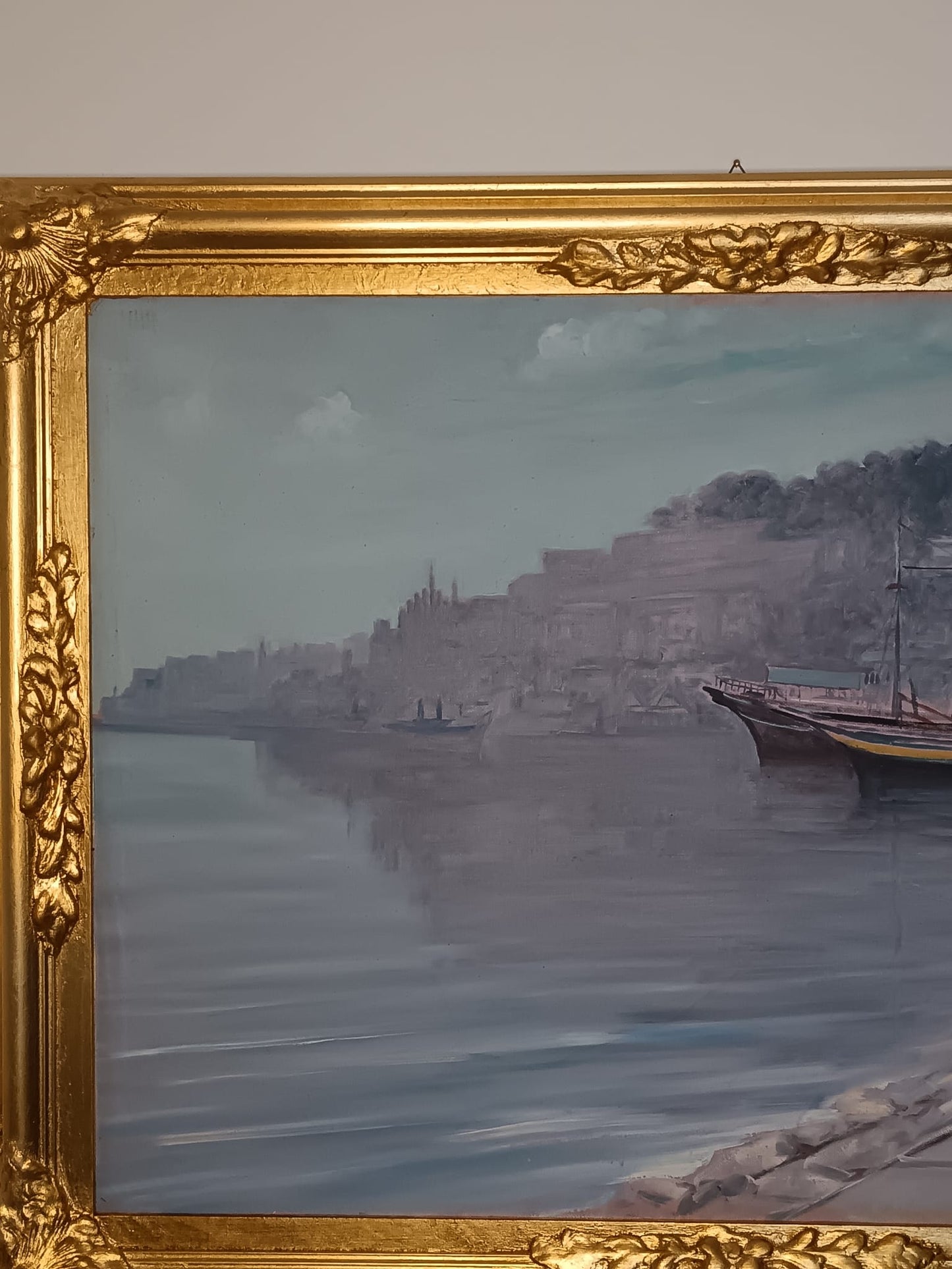 Lamberto Ialongo (XX secolo)- scorcio marino dipinto olio su tela