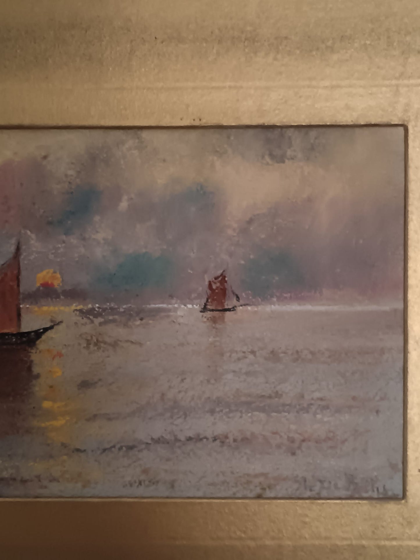 Sergio Nicolò De Bellis (1898-1946)- marina dipinto pastello su cartoncino