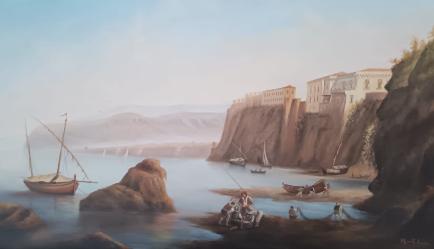 Giuseppe Monteleone (XX secolo)- " La casa sul tasso"- dipinto olio su tela
