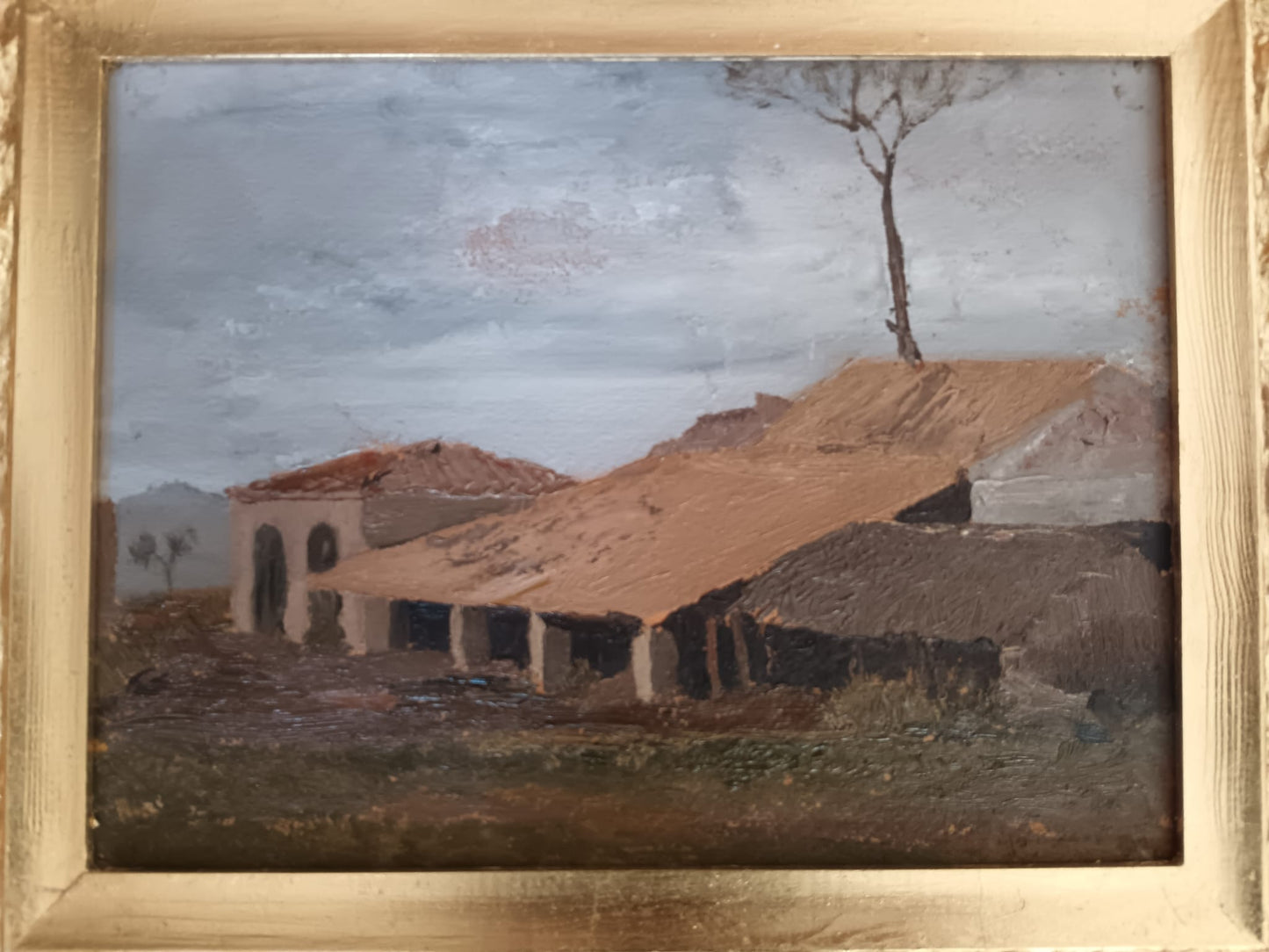 Alvaro Giordano (1913 - 1992)- Paesaggio dipinto olio su cartoncino