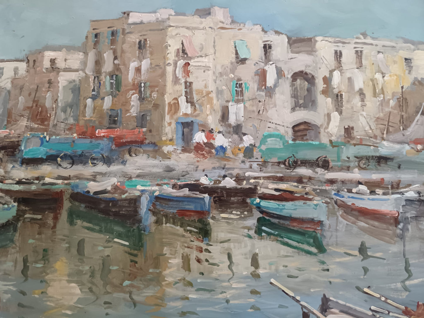 Raffaele Tozzi (Scuola Napoletana XX Secolo) Marina, dipinto olio su masonite