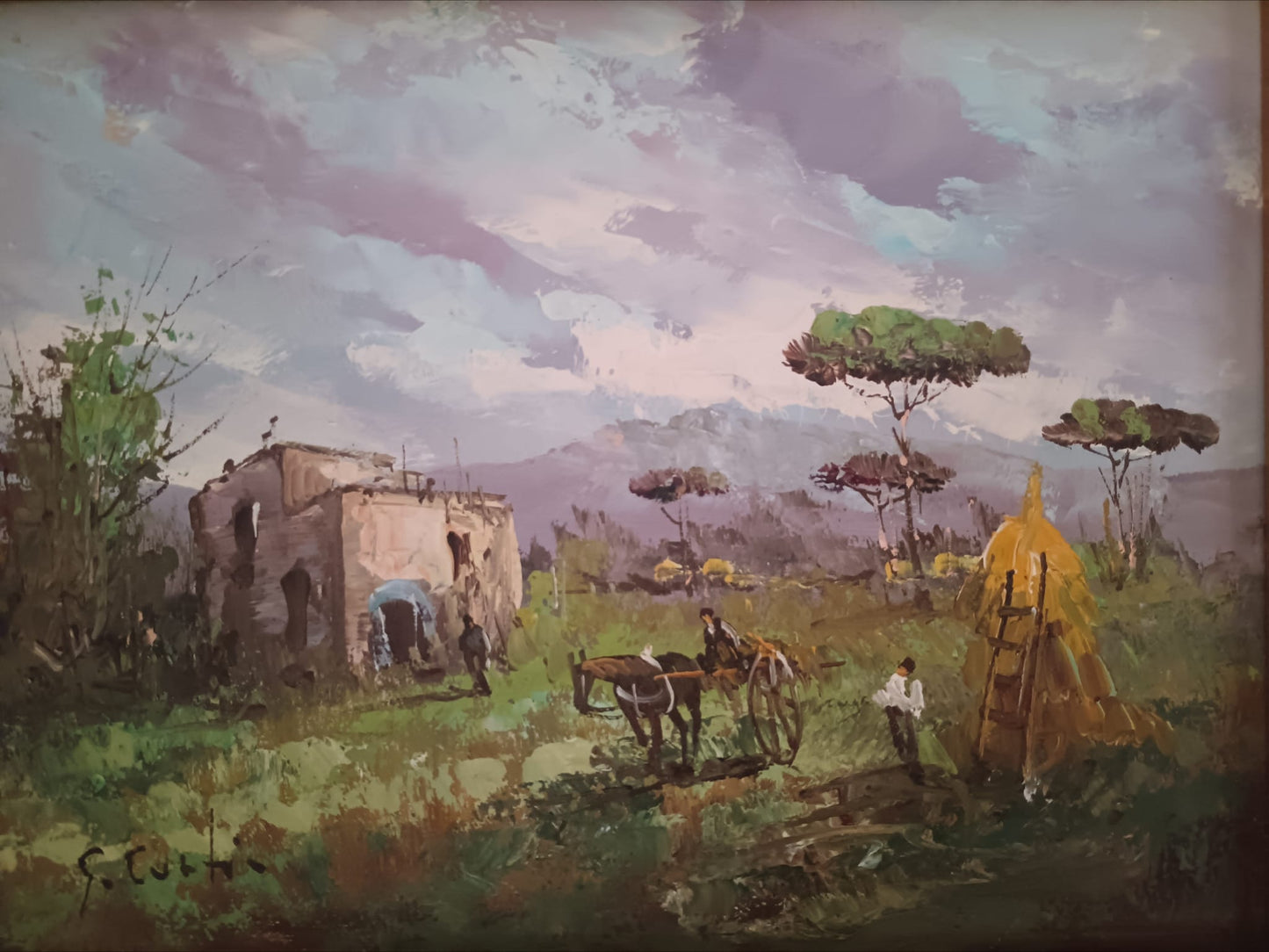 Guglielmo Curti ( Roma 1896-1966) dipinto olio su legno, epoca XX secolo