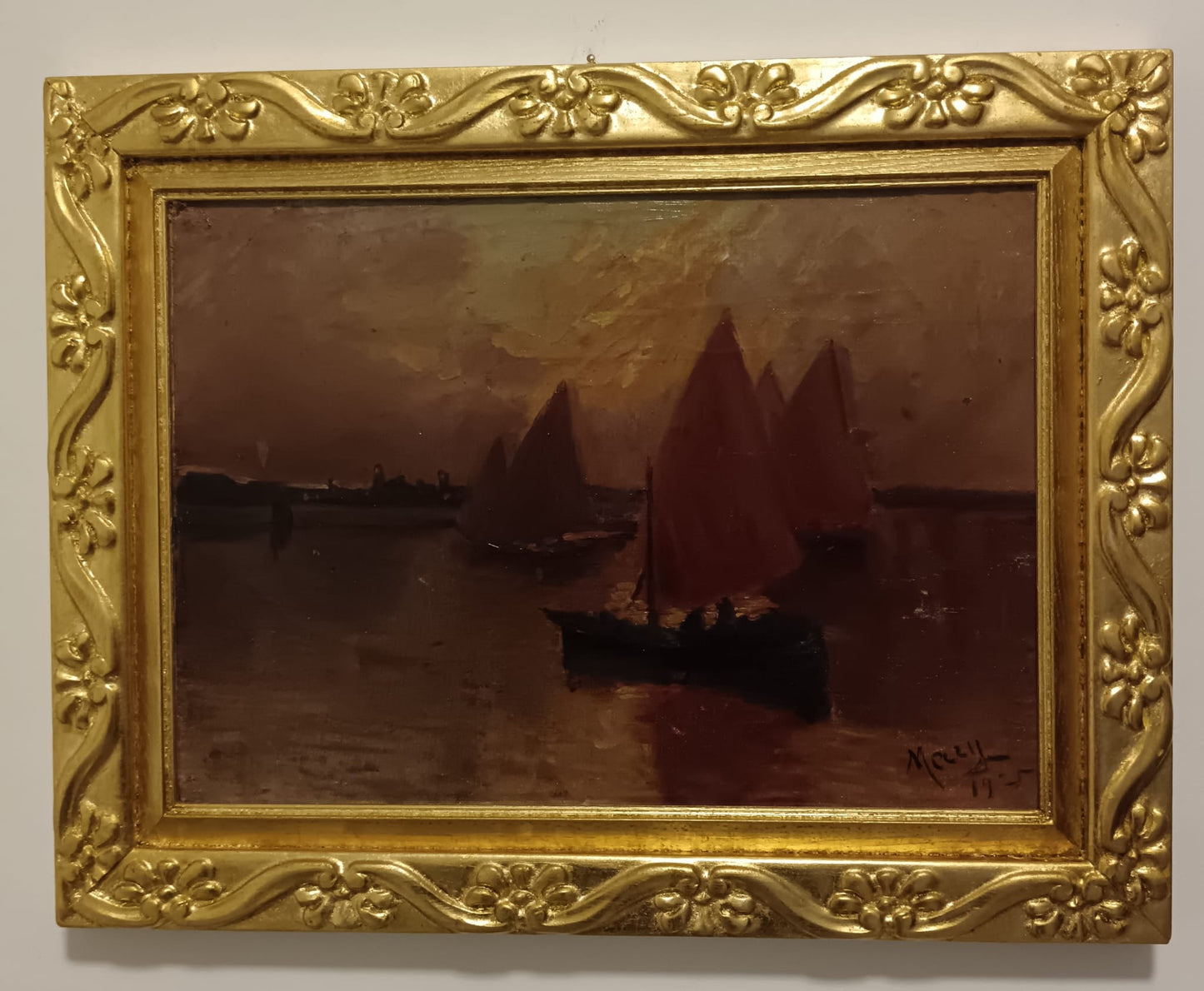 Scuola inglese (XIX/XX Secolo)- dipinto olio su tela applicata su cartoncino