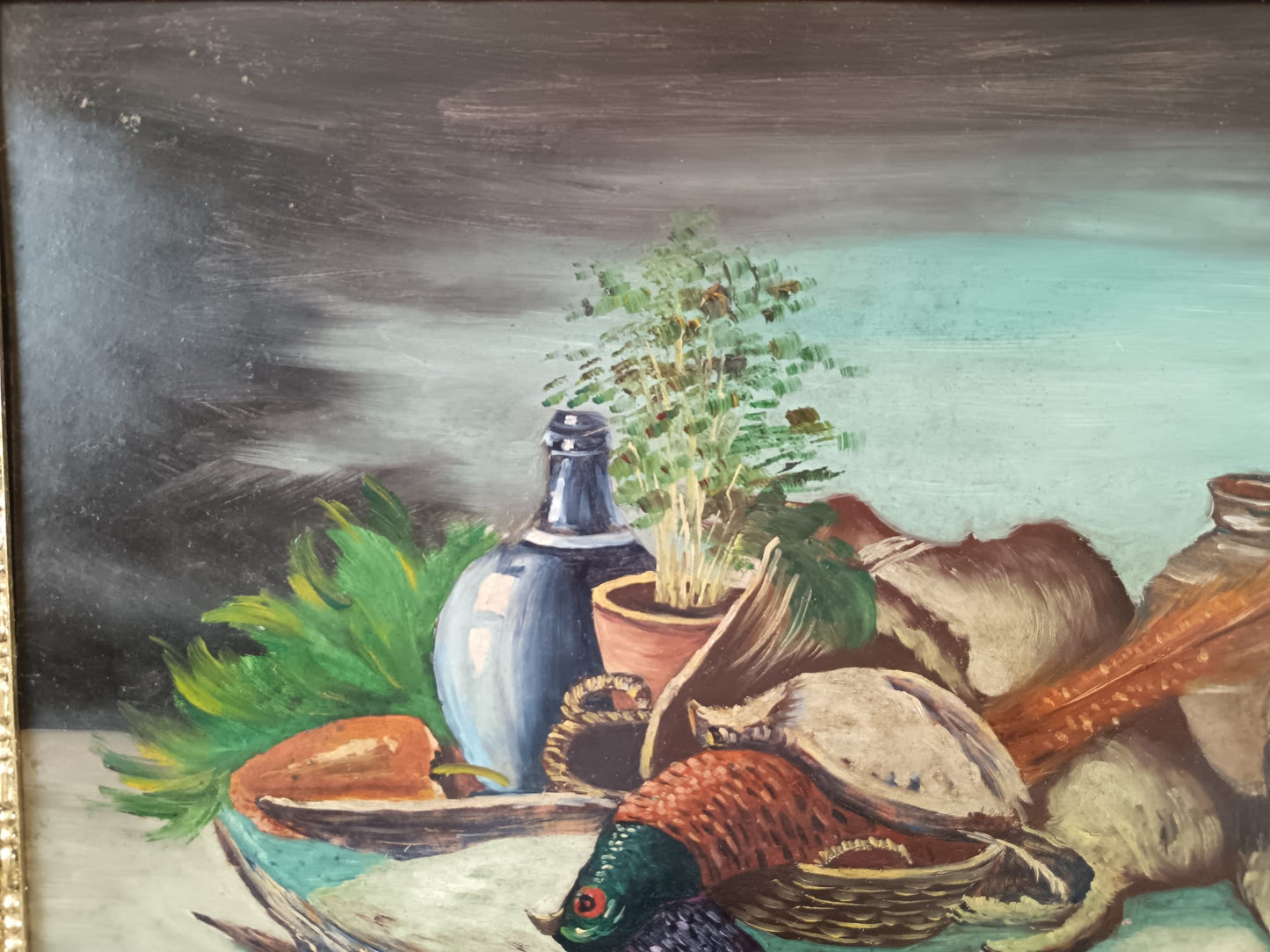 Natura morta (scuola italiana XX secolo)- dipinto olio su pannello