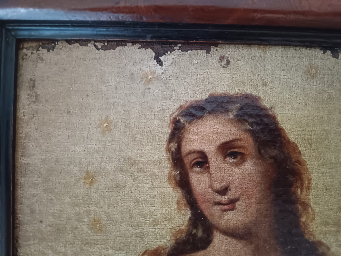 Dipinto sacro ( XVIII Secolo)- antico olio su tela applicata su legno