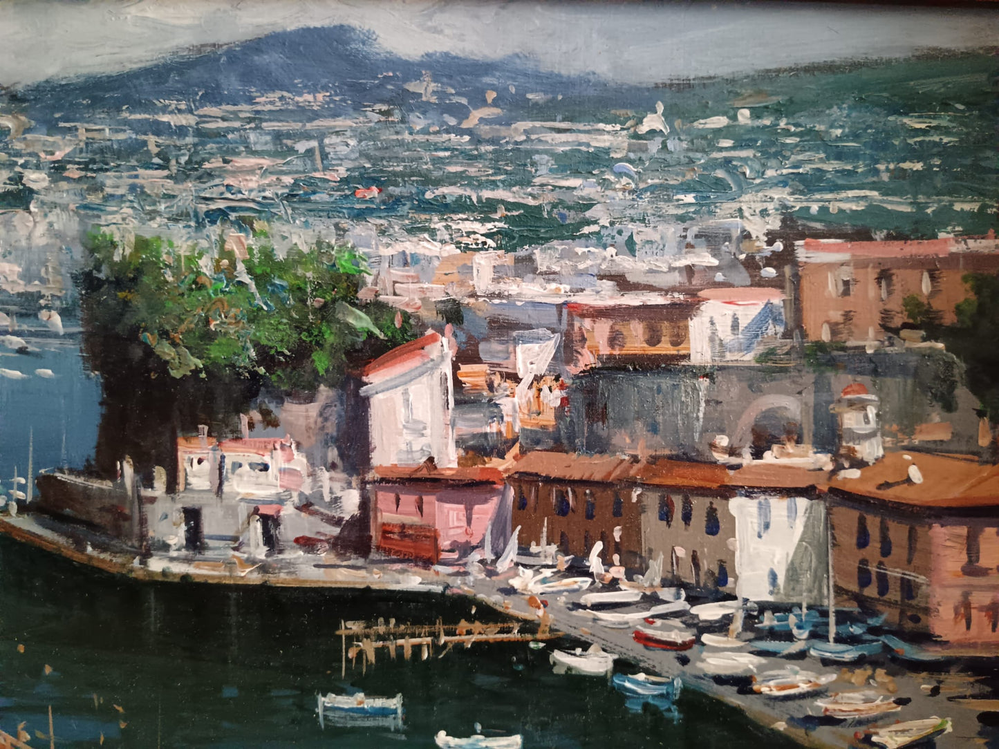 Francesca Laricchia ( XX secolo) Sorrento - marina grande dipinto olio su pannello