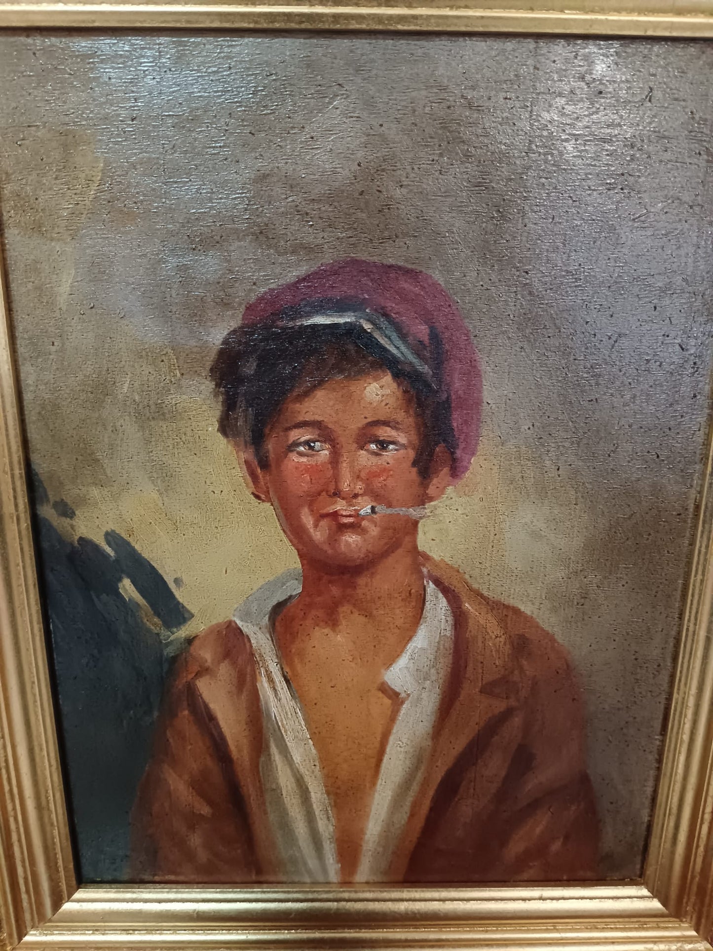 G. Ruocco (XX Secolo)- Scugnizzo- dipinto olio su legno