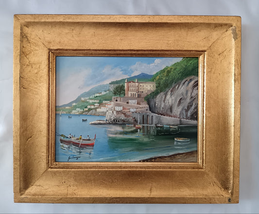 Giuseppe Luongo (1948)- Maiori- dipinto olio su pannello