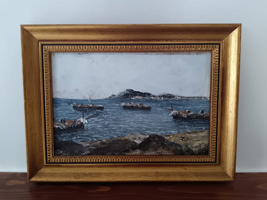 F. Castiglione- dipinto olio su legno (epoca XX Secolo)