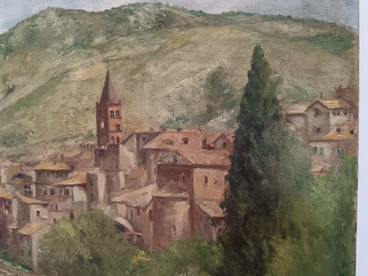 G. D'Arcangeli ( XX Secolo)- dipinto olio su tela veduta di Tivoli ( RM)