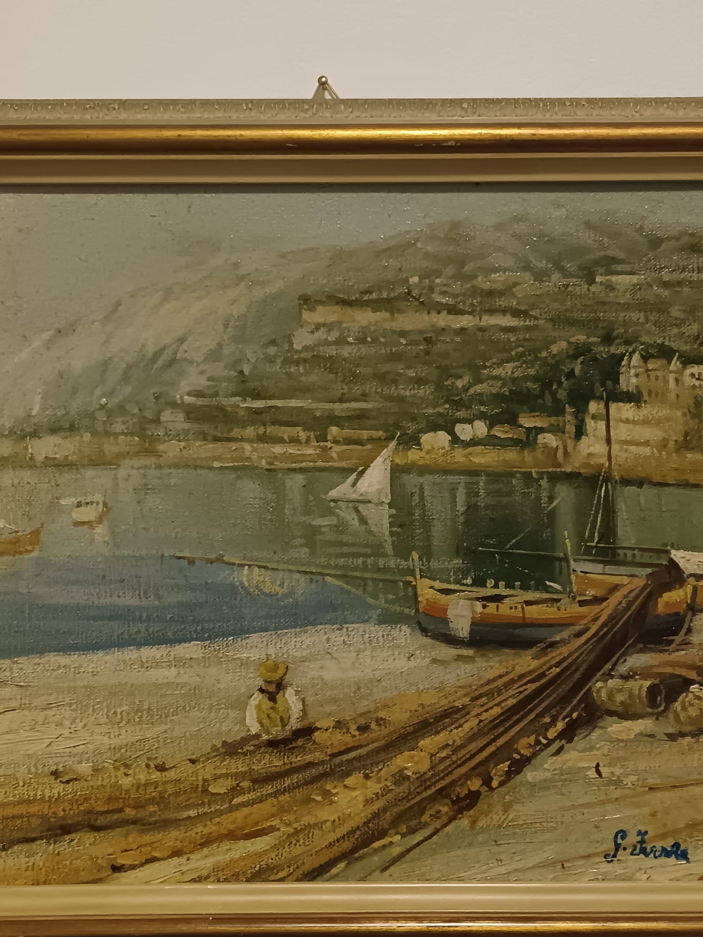 Scorcio Marino ( XX secolo)- dipinto olio su tela applicata su legno