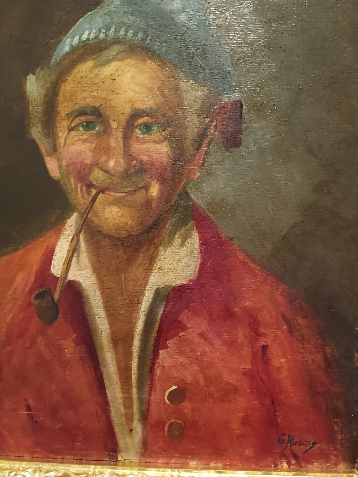 G. Ruocco (XX Secolo)- Figura-  dipinto olio su legno