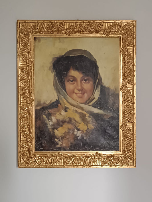 Antonio Bovo (XX Secolo)- Ritratto dipinto olio su tela