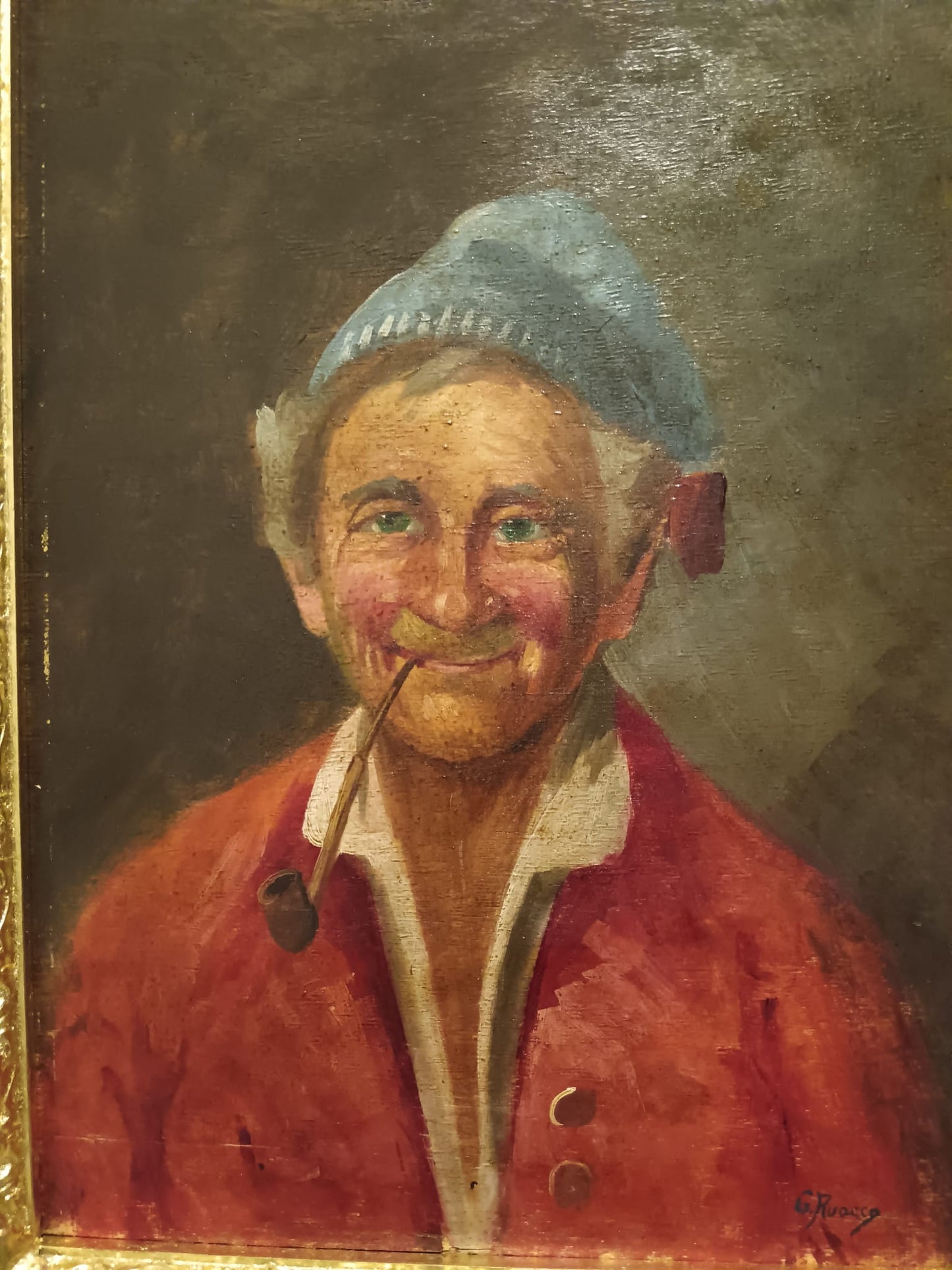 G. Ruocco (XX Secolo)- Figura-  dipinto olio su legno