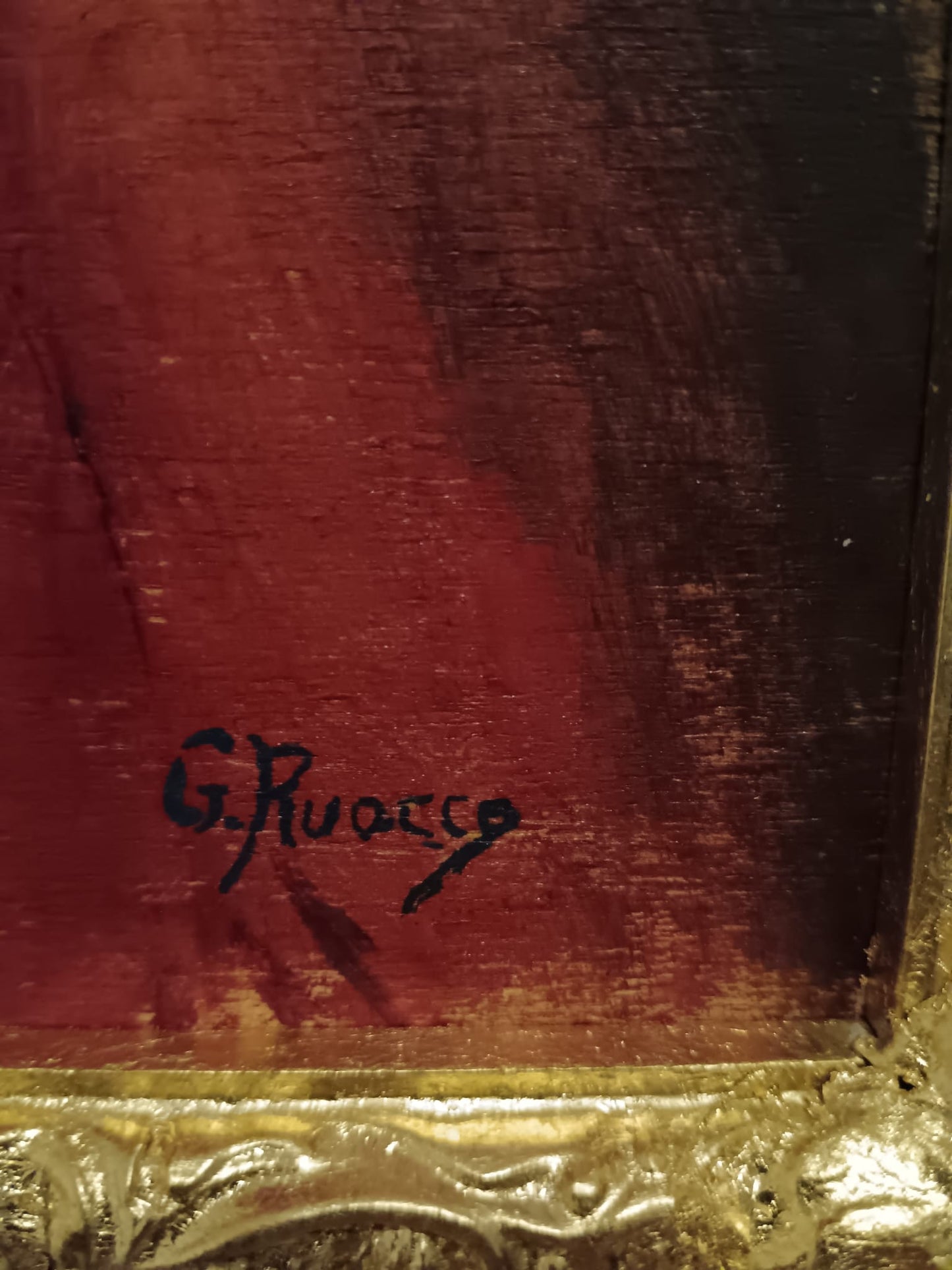 G. Ruocco (XX Secolo)- Figura-  dipinto olio su legno