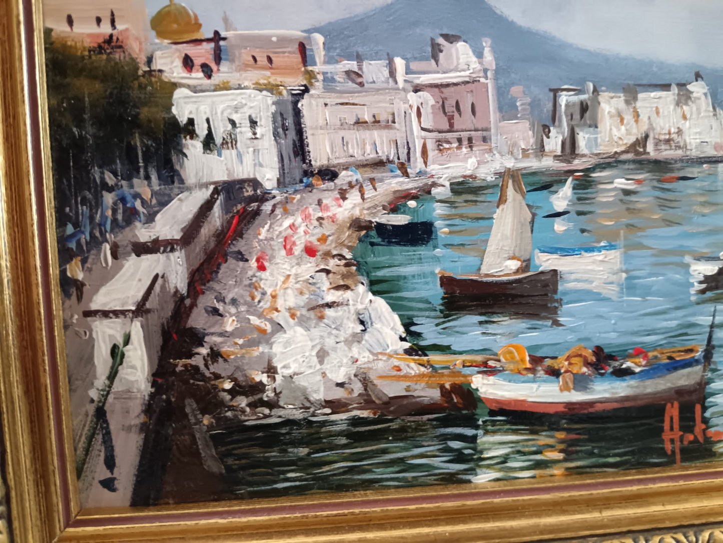 Scorcio marino (scuola italiana XX secolo) dipinto olio su legno