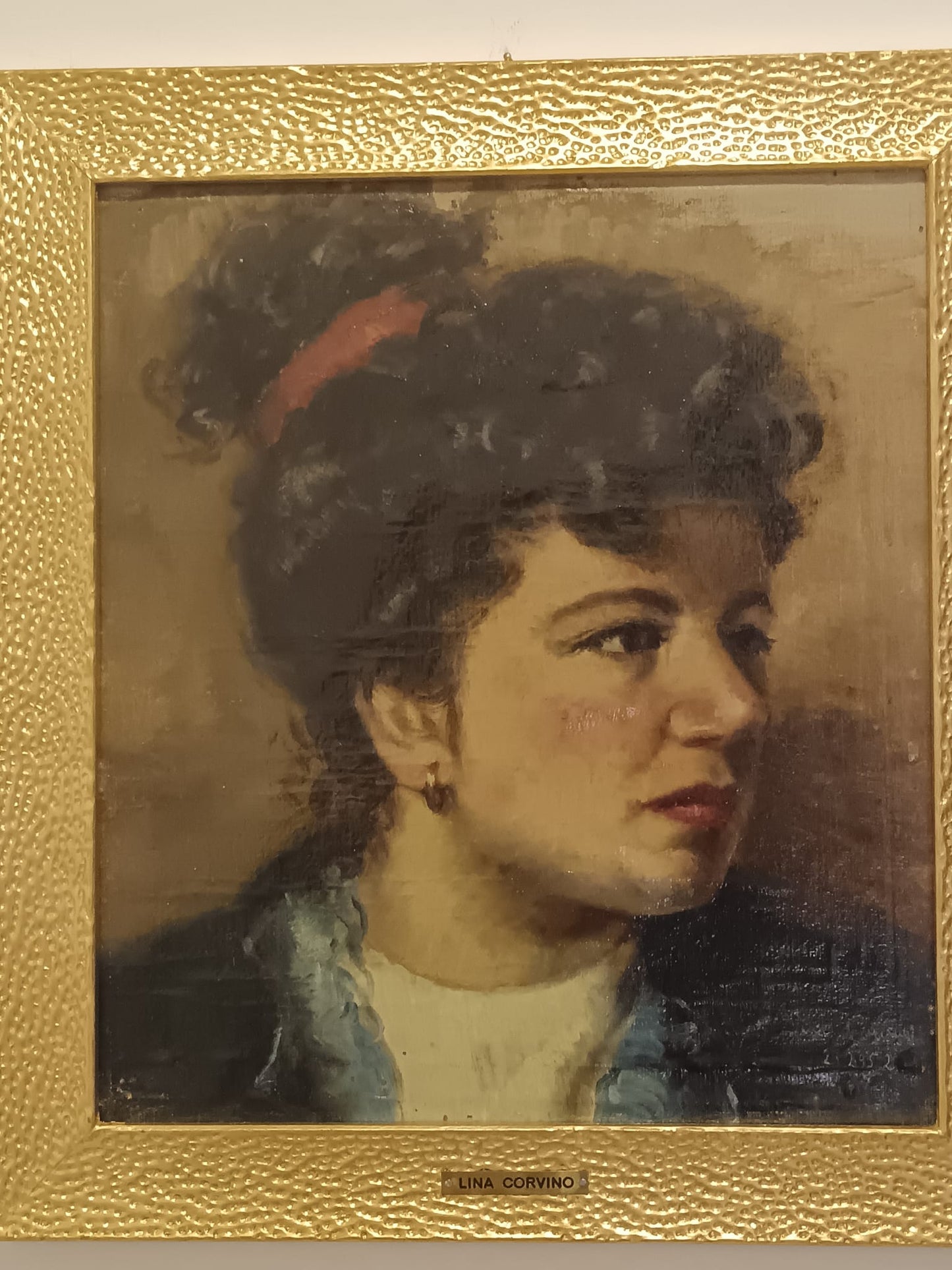 Lina Corvino (Scuola napoletana XX Secolo)- volto di donna, dipinto olio su tela