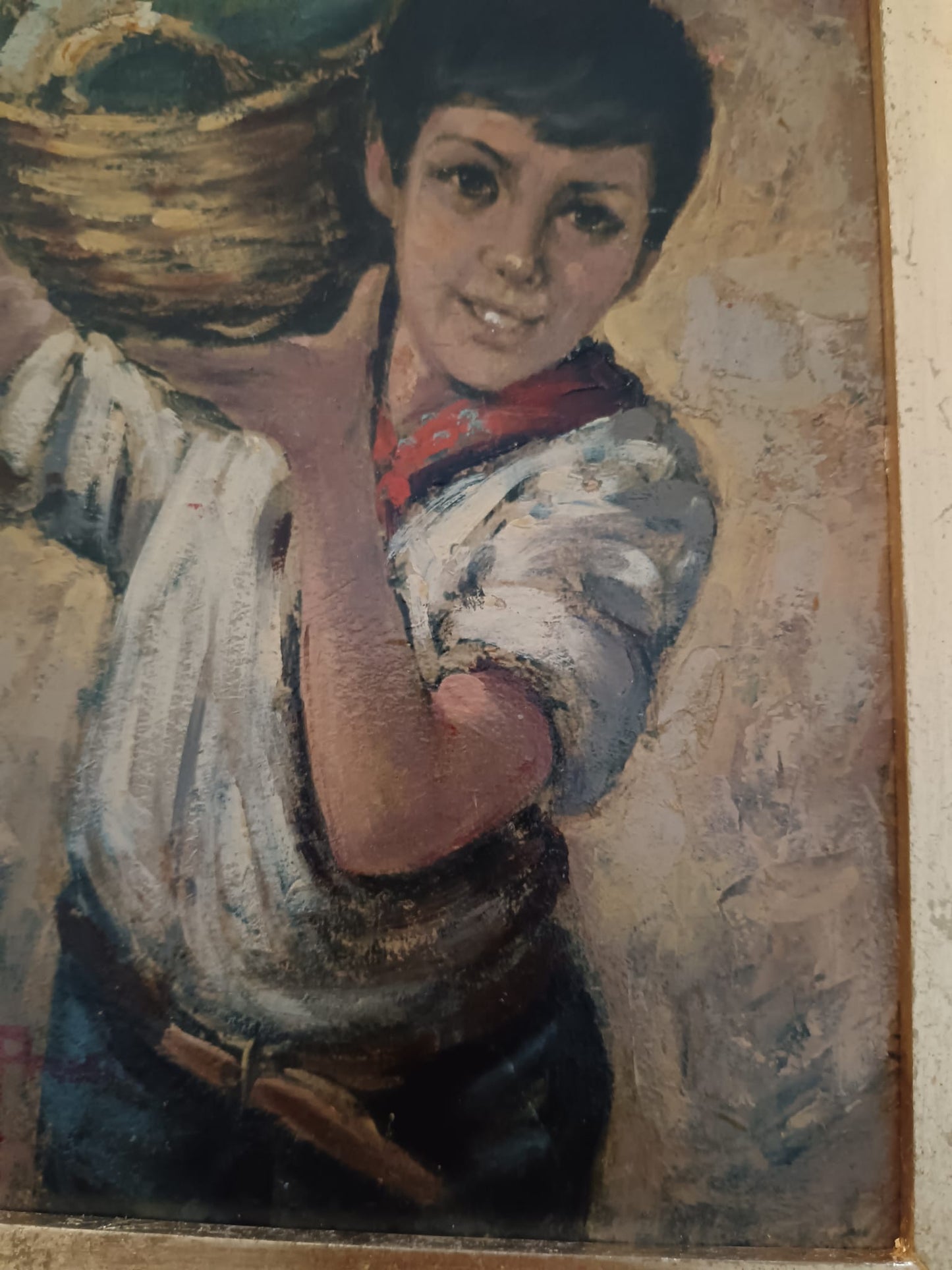 Giovanni Prassi (Napoli 1945)- Il Venditore- dipinto olio su cartoncino