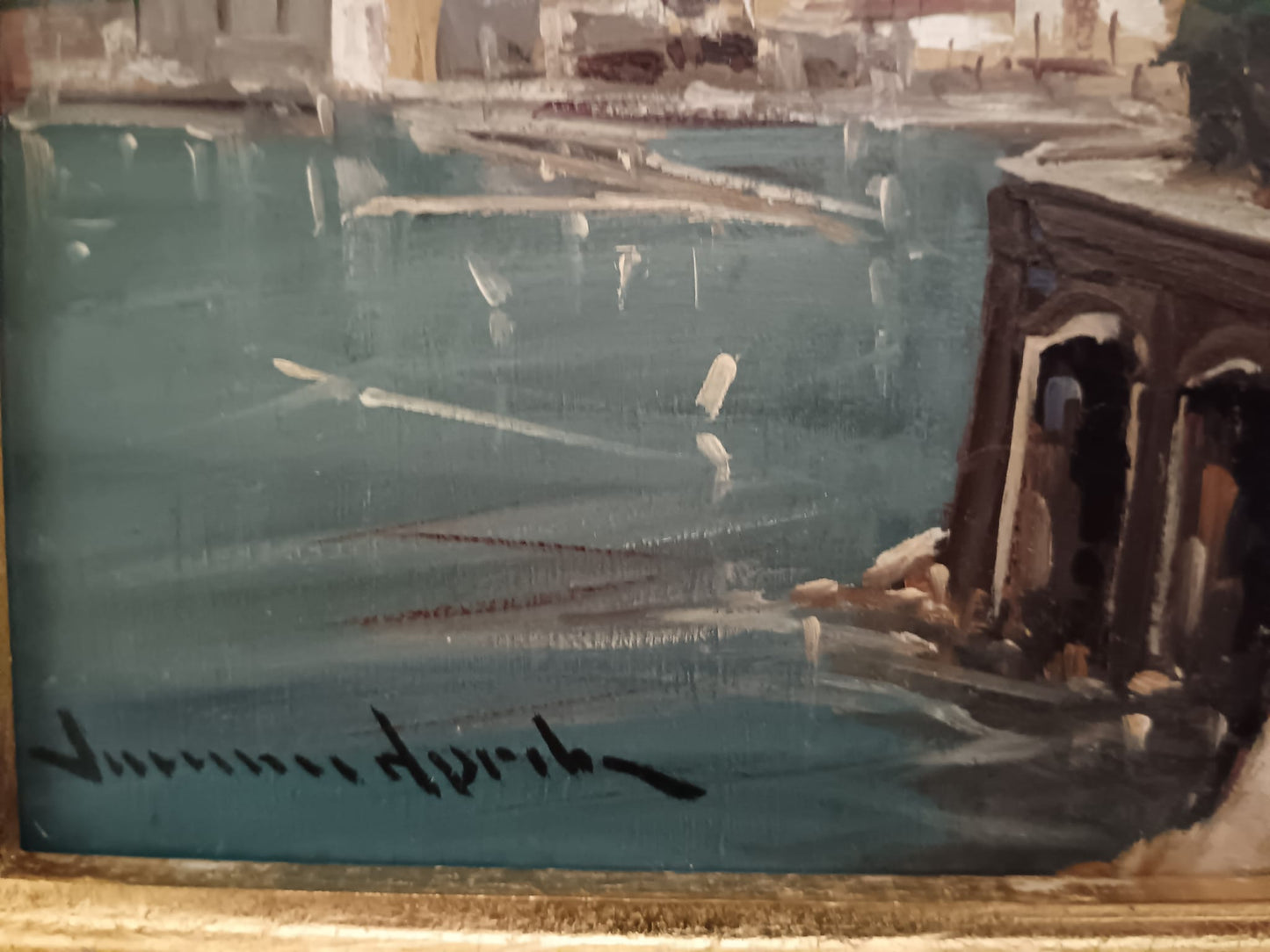 Vincenzo Aprile (Napoli 1952)- Amalfi, dipinto olio su pannello