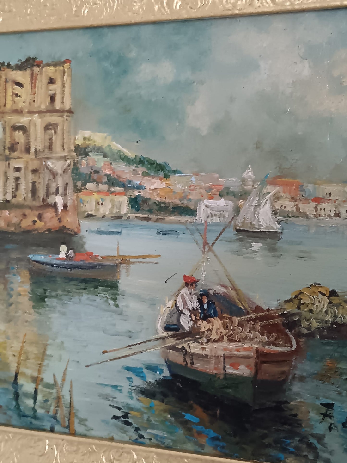 Palazzo Donn'Anna (scuola napoletana XX Secolo)- dipinto olio su legno