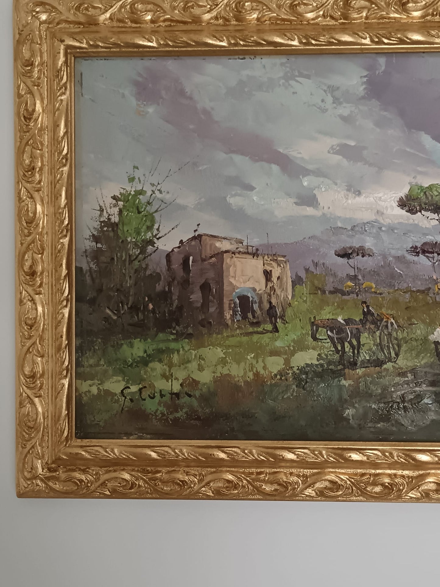 Guglielmo Curti (Roma 1897-1966)- paesaggio dipinto olio su legno