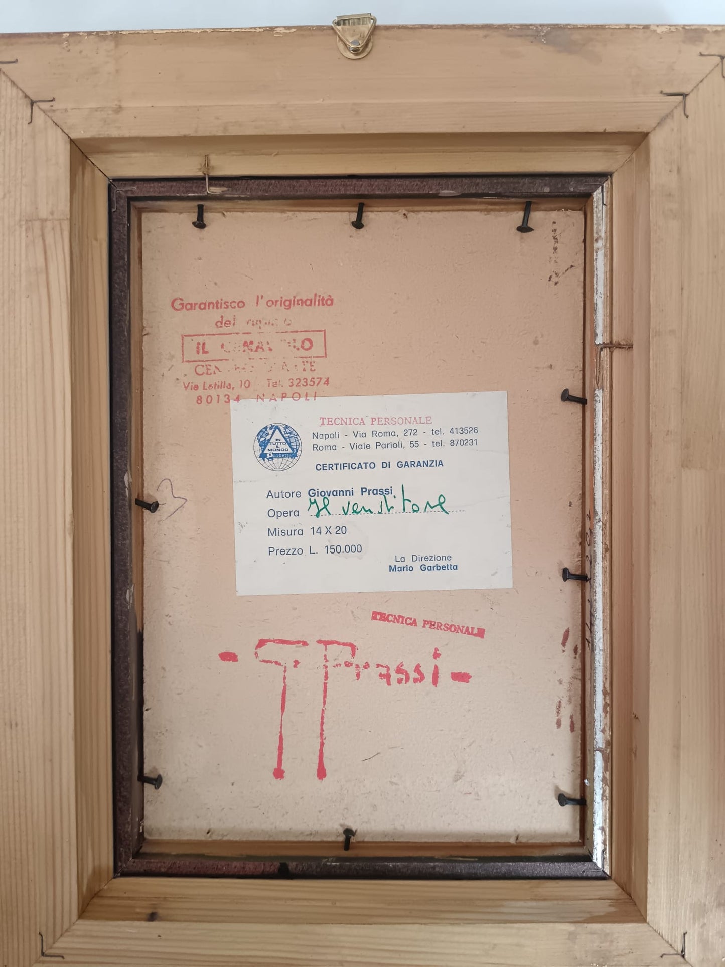 Giovanni Prassi (Napoli 1945)- dipinto olio su cartoncino