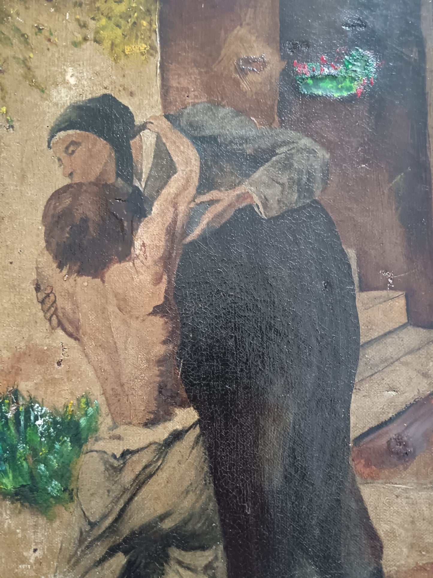 Abbraccio Materno (XIX secolo)- dipinto olio su tela