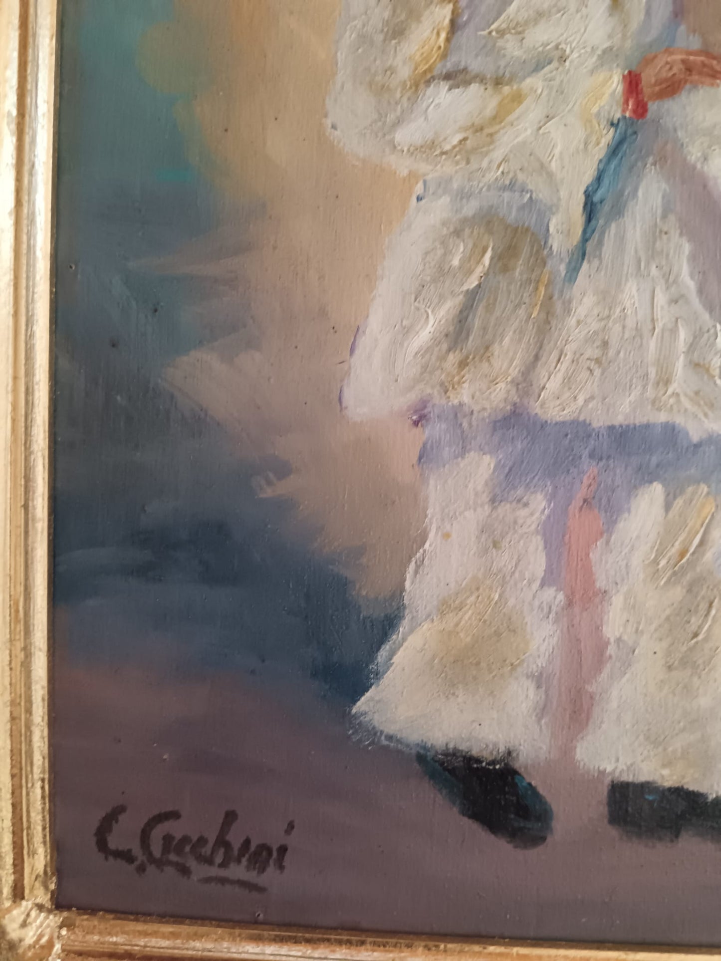 Pulcinella (Scuola Napoletana XX Secolo)- dipinto olio su legno