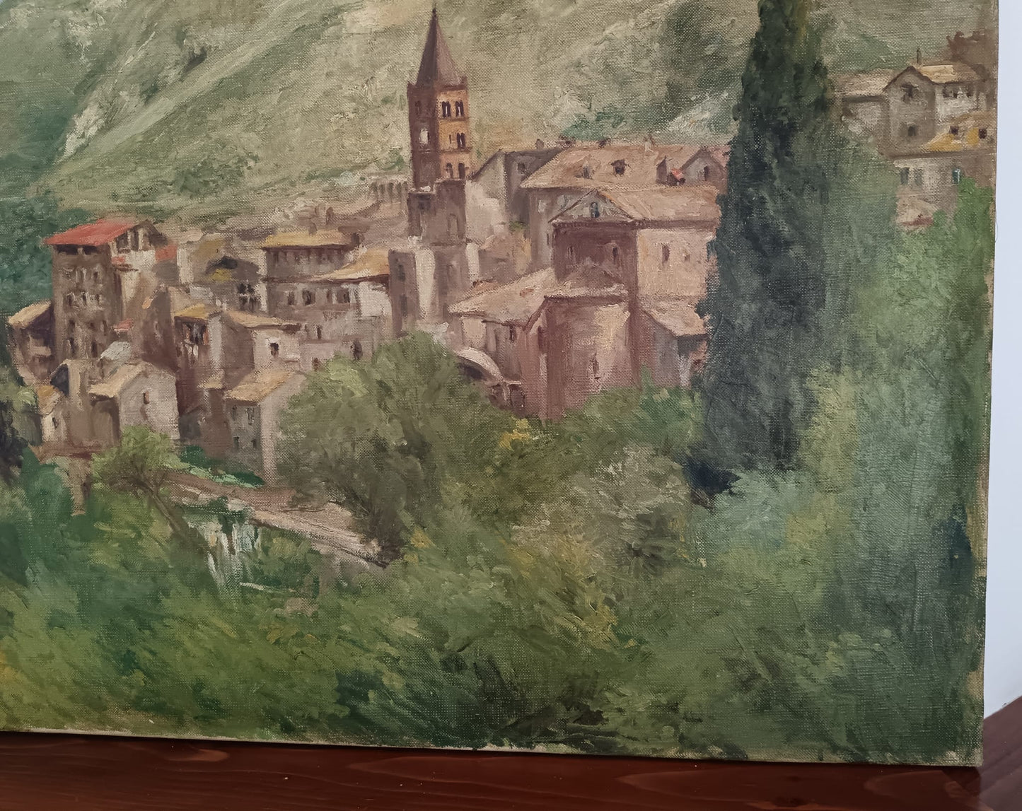 G. D'Arcangeli ( XX Secolo)- dipinto olio su tela veduta di Tivoli ( RM)