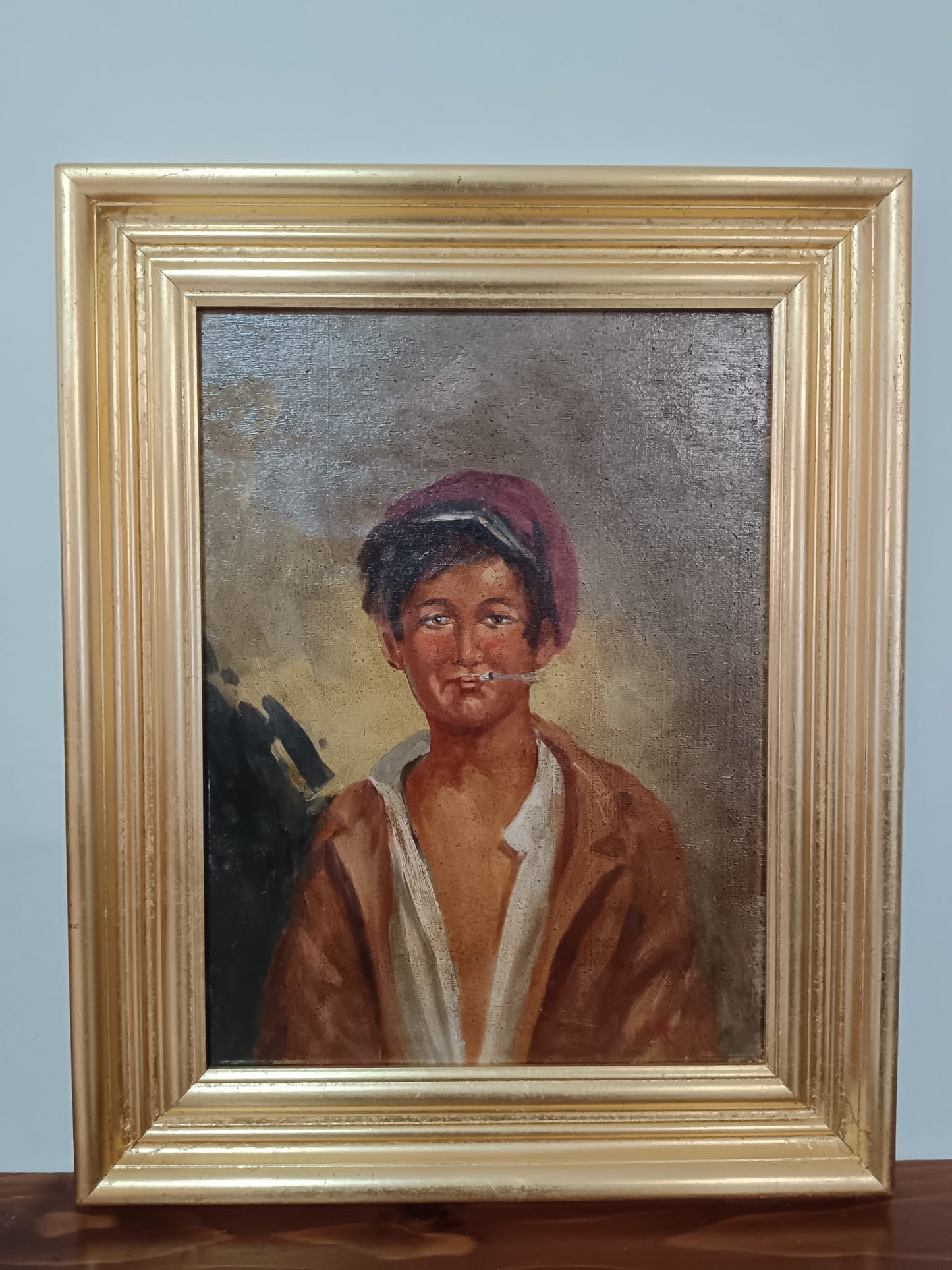 G. Ruocco (XX Secolo)- Scugnizzo- dipinto olio su legno