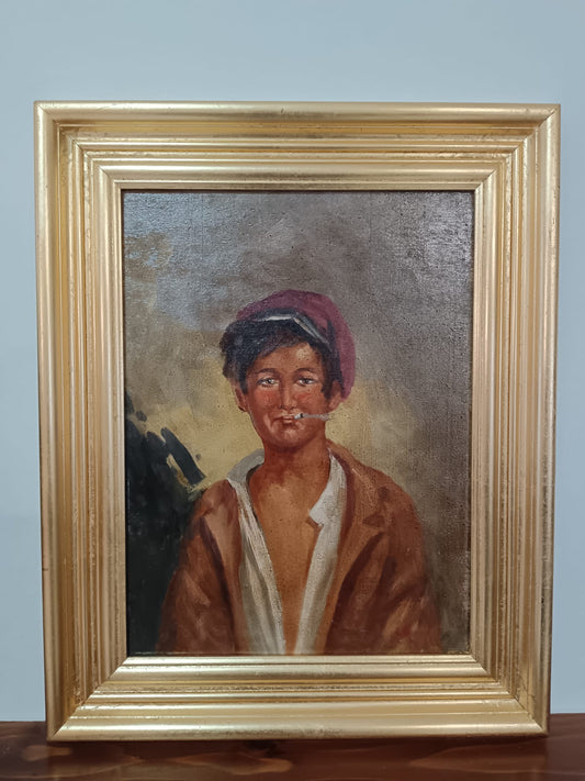 G. Ruocco (XX Secolo)- Scugnizzo- dipinto olio su legno