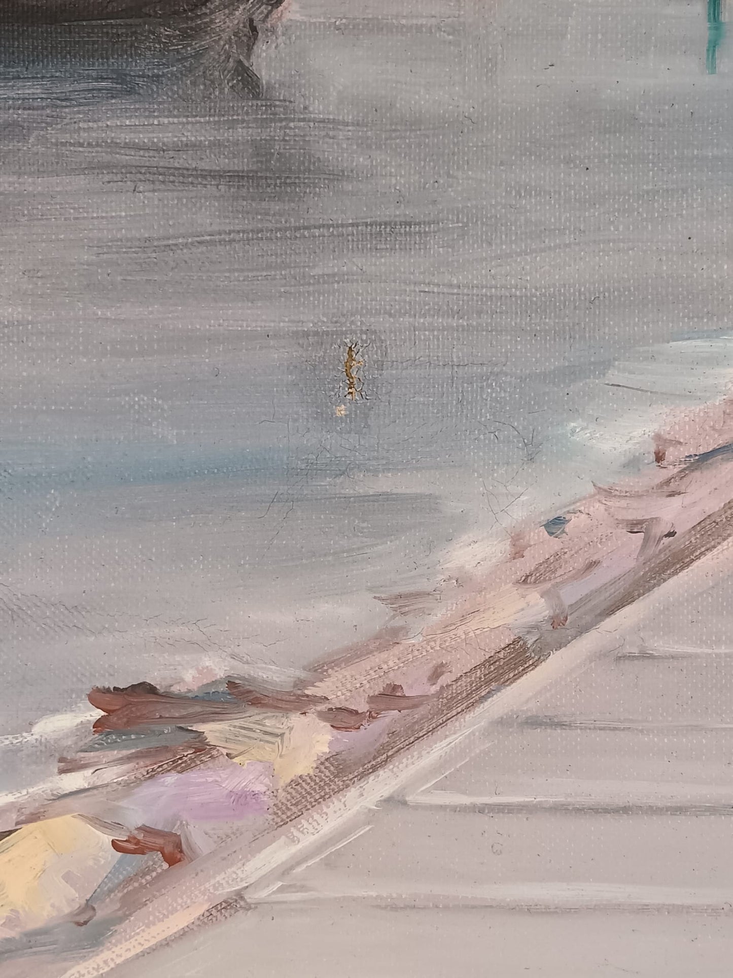 Lamberto Ialongo (XX secolo)- scorcio marino dipinto olio su tela