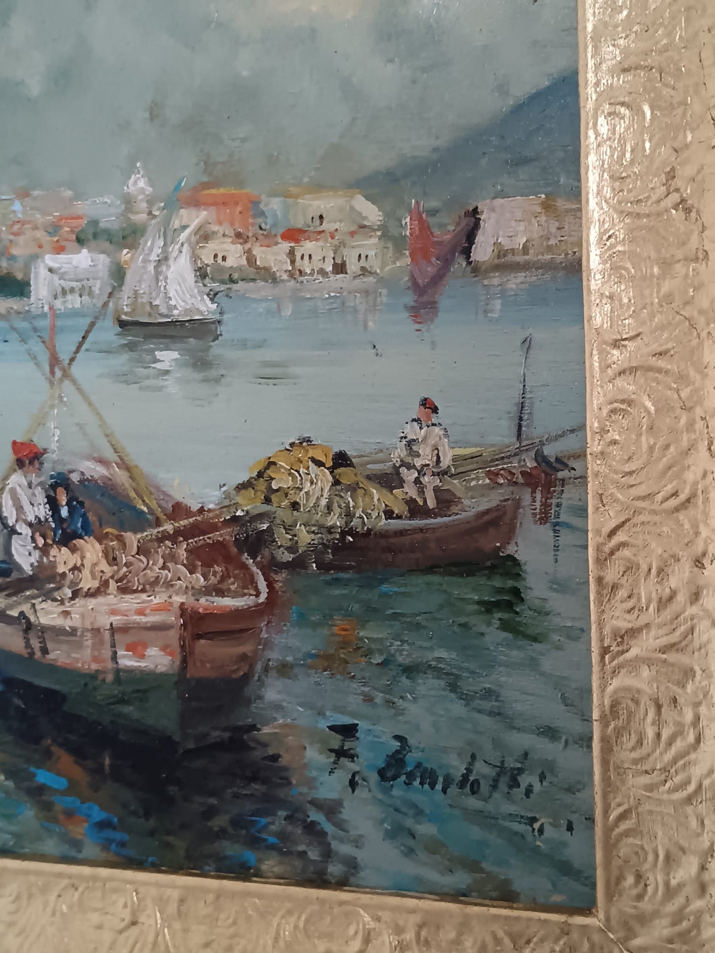 Palazzo Donn'Anna (scuola napoletana XX Secolo)- dipinto olio su legno